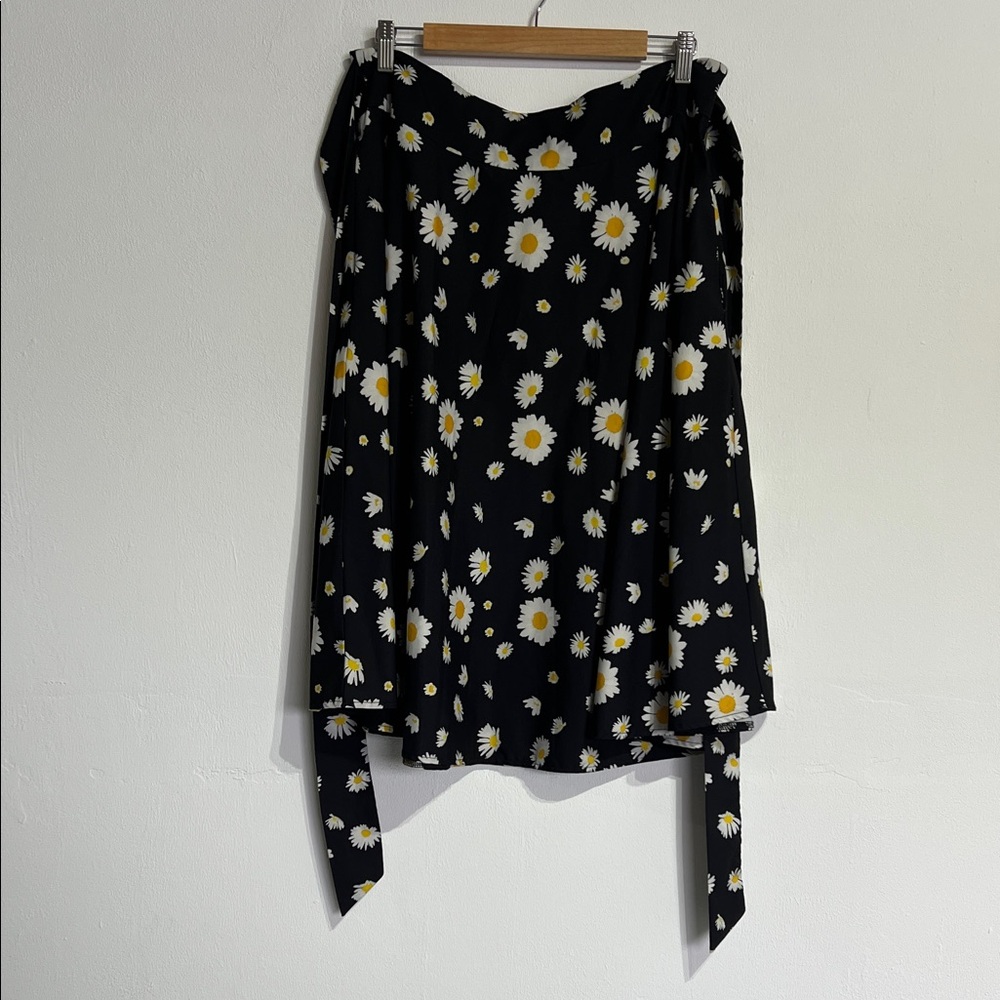 Floral Asymmetrical Skirt in Black and White